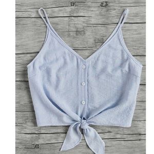Button Placket Knot Front Cami Top